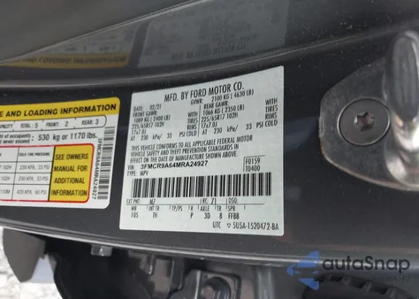 2021 Ford Bronco Sport из США, поврежденный, VIN 3FMCR9A64MRA24927